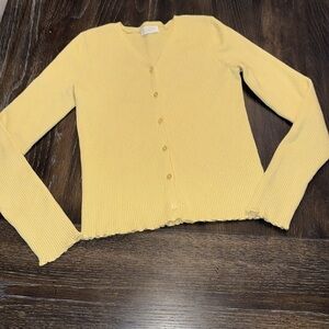 Primark Girls Yellow V-Neck Button-Up Sweater Size 12/13 youth